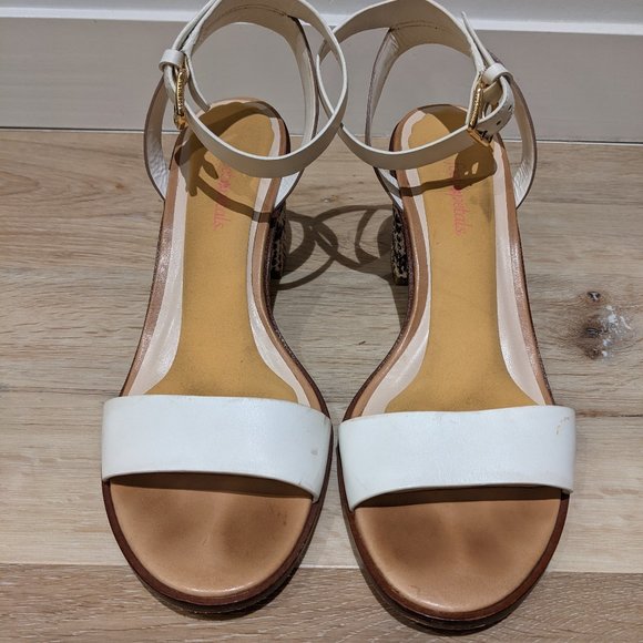 White Cole Haan Reptile Print Block Sandals / Heels, Size 9 with 3 inch heel - Picture 1 of 5